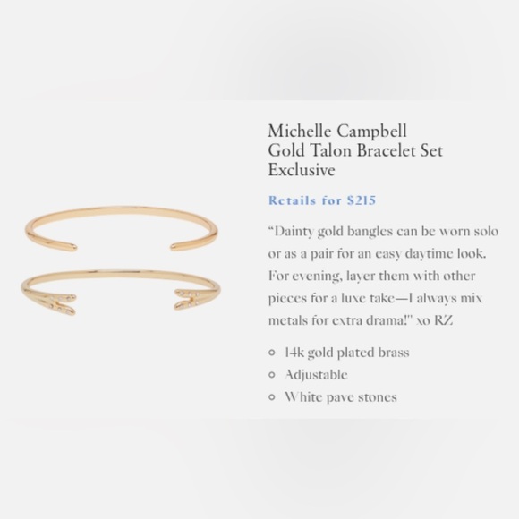 NEW Michelle Campbell 14k Gold plated bangle set - Picture 2 of 5